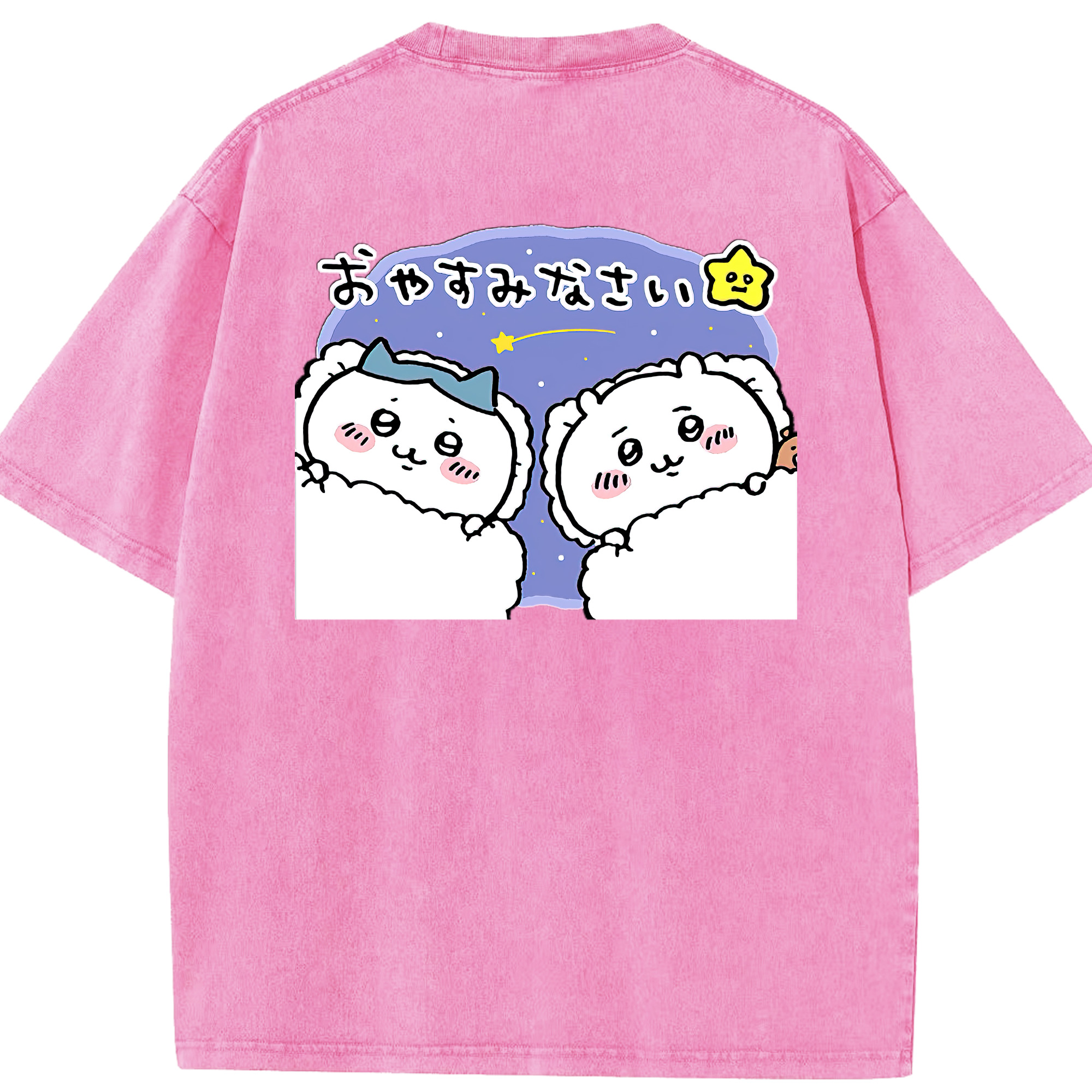 （画像用） ちいかわ ハチワレ Chii-kawa hachiware 綿100% ヴィンテージ風 半袖Tシャツ（背面プリント）